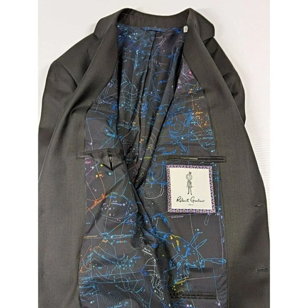 Robert Graham Modern Fit Sharkskin Hunter Green Suit Size 38R (MSRP $598)